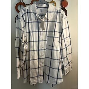 Universal Threads women’s 2x oversized blue and cream flannel shirt